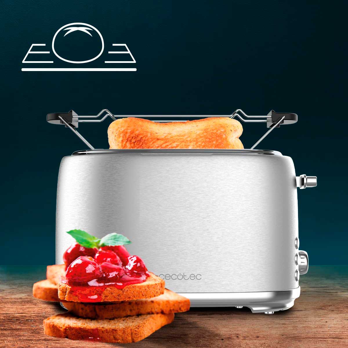 Tostador Cecotec Toast&Taste 1000 Retro Double 980W diseño retro inox frontal