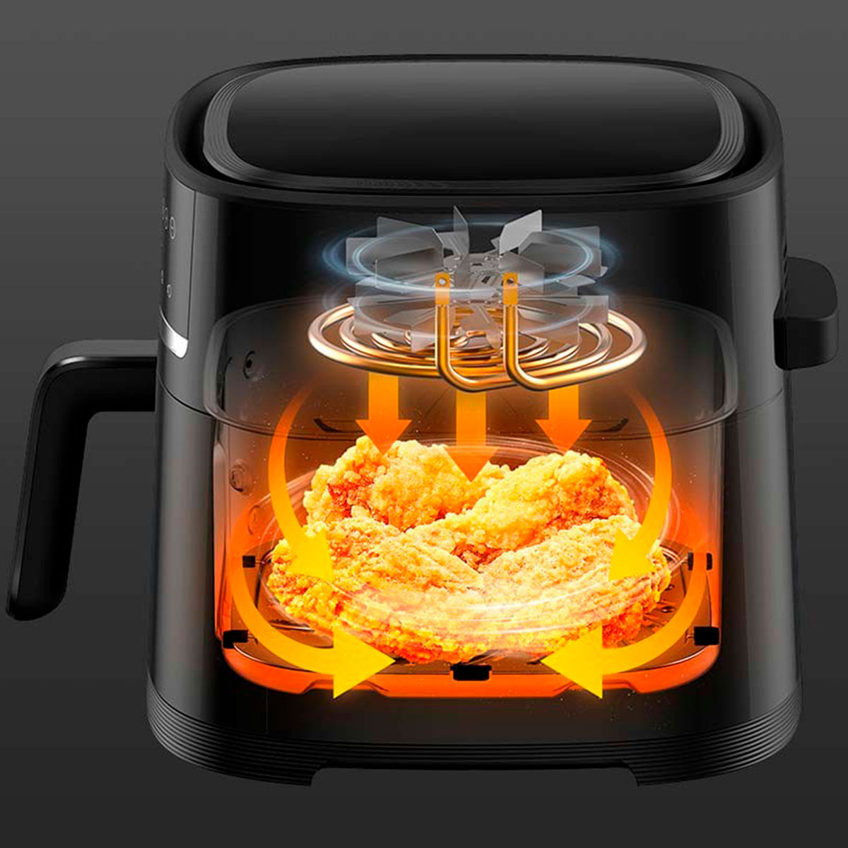 Freidora de aire Xiaomi Air Fryer 1500W 6L 6 modos negro detalle interior
