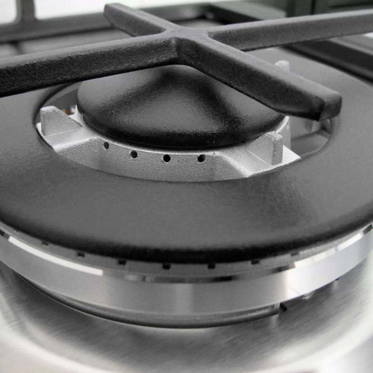 Encimera de gas Infiniton GAS-320WB 6050W 3 fuegos inox 59 cm detalle parrilla