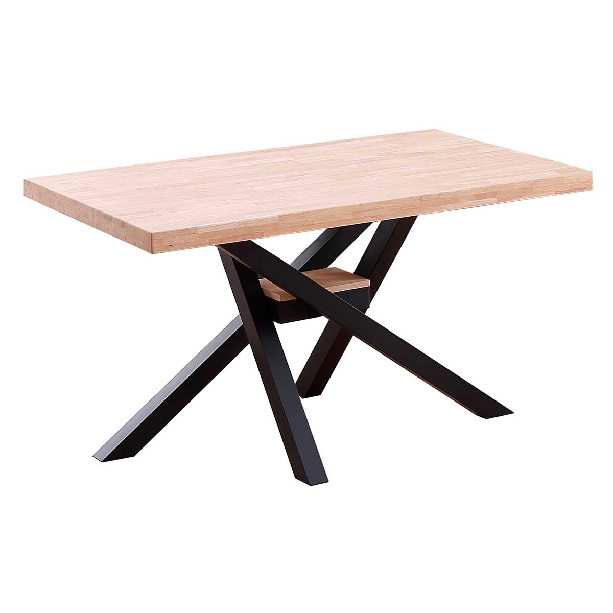Mesa de comedor Xena patas cruzadas forma rectangular roble Nordish/negro 76x140x80 cm fondo blanco