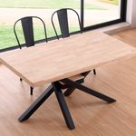 Mesa de comedor Xena patas cruzadas forma rectangular roble Nordish/negro 76x140x80 cm ambientada