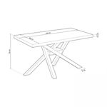 Mesa de comedor Xena patas cruzadas forma rectangular roble Nordish/blanco 76x140x80 cm medidas