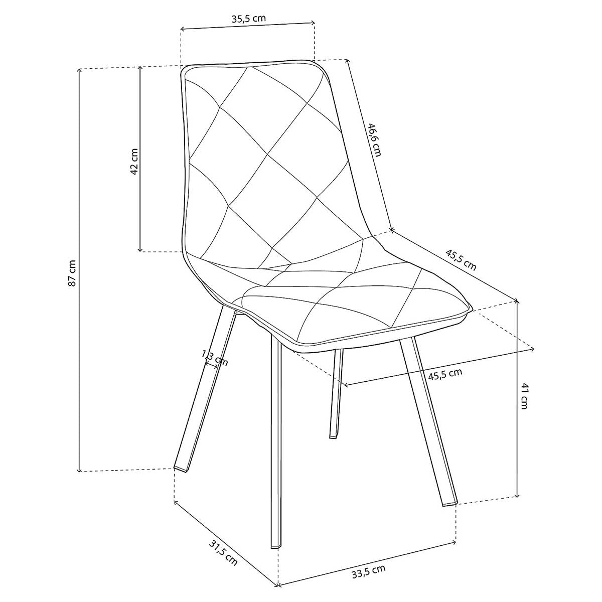 Pack de 2 sillas de comedor Diamond tejido mostaza medidas