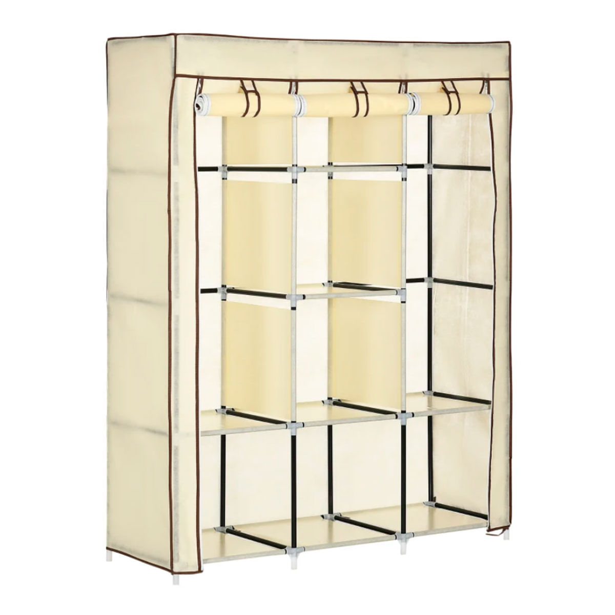 armario-de-tela-homcom-crema-puerta-frente