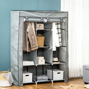 Armario de tela Homcom 8 estantes 2 barras plegable 162,5x125x43 cm