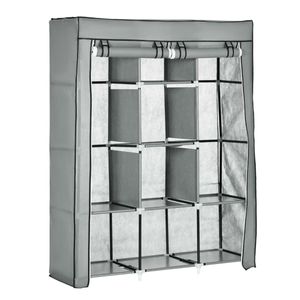 Armario de tela Homcom 8 estantes 2 barras plegable 162,5x125x43 cm