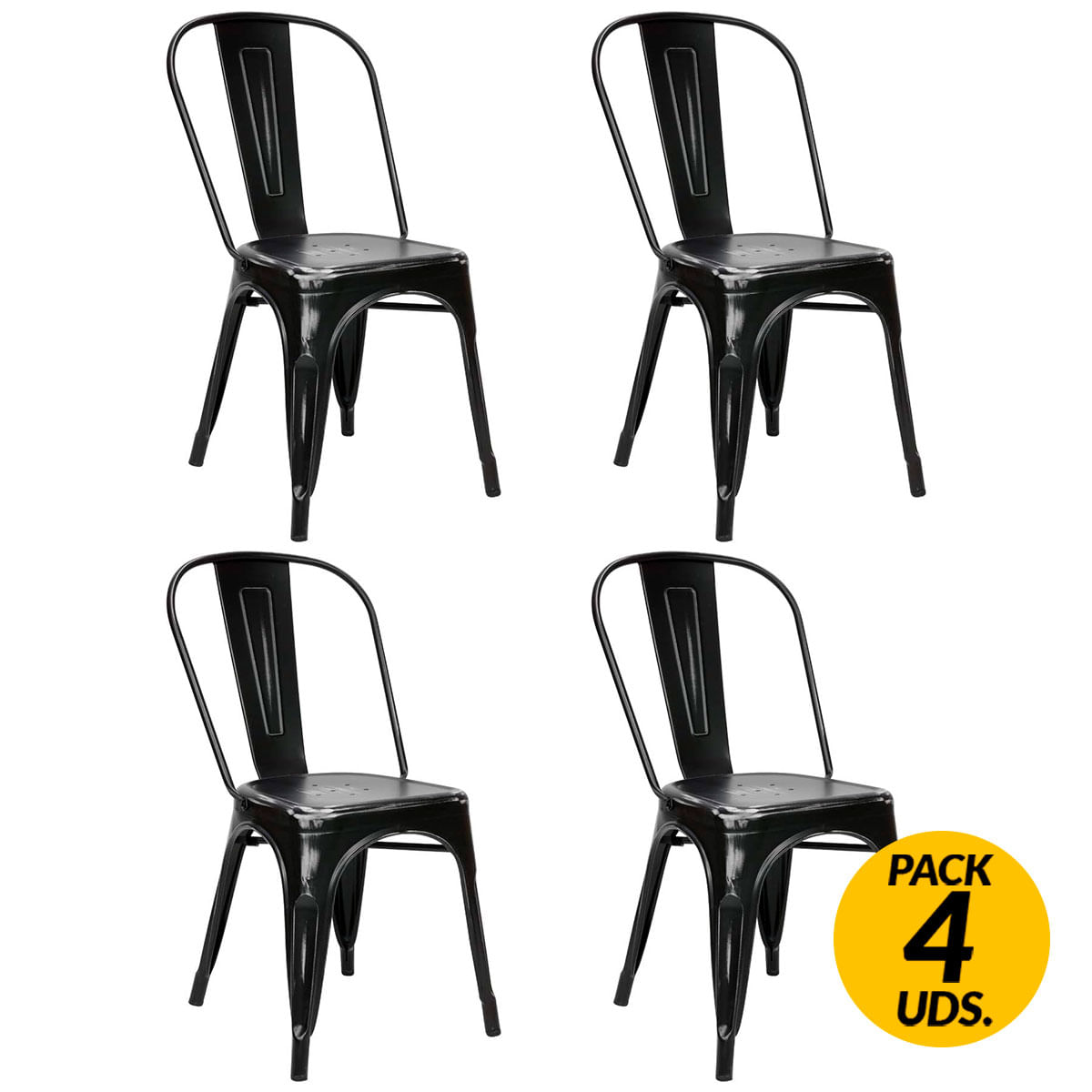Pack de 4 sillas Tolix negro 85x45x45 cm