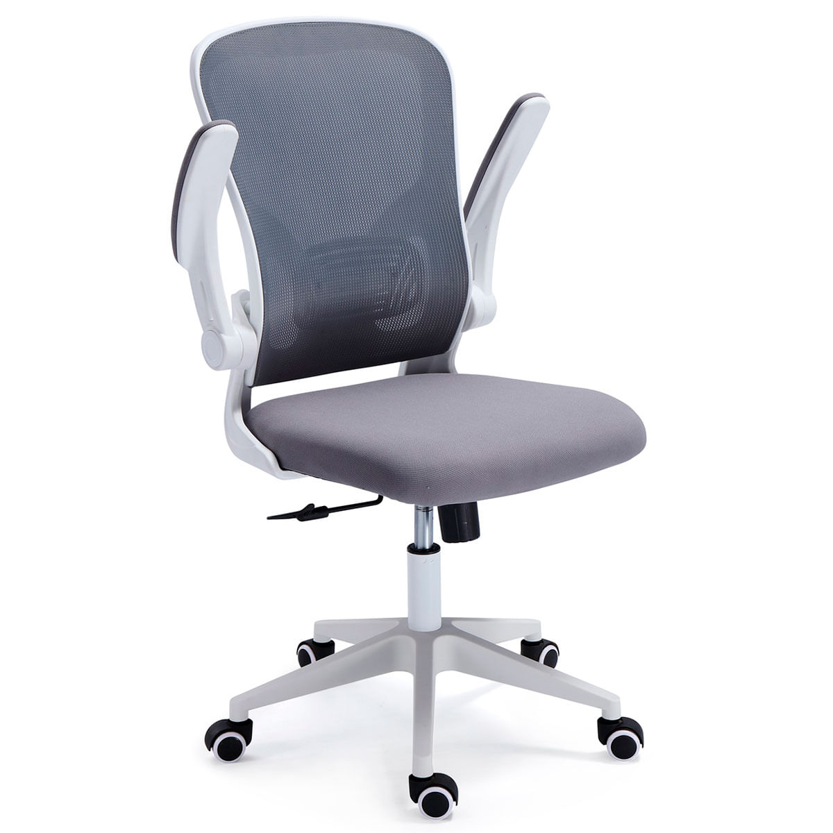 Silla de estudio Lexi giratoria altura regulable gris/blanco reposabrazos elevados