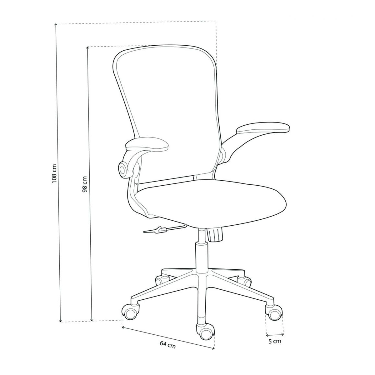 Silla de estudio Lexi giratoria altura regulable gris/blanco medidas