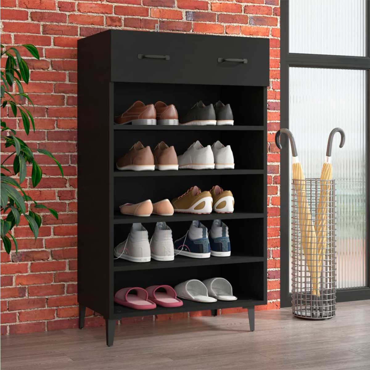 mueble-zapatero-madera-1-cajon-5-compartimentos-negro-dormitorio