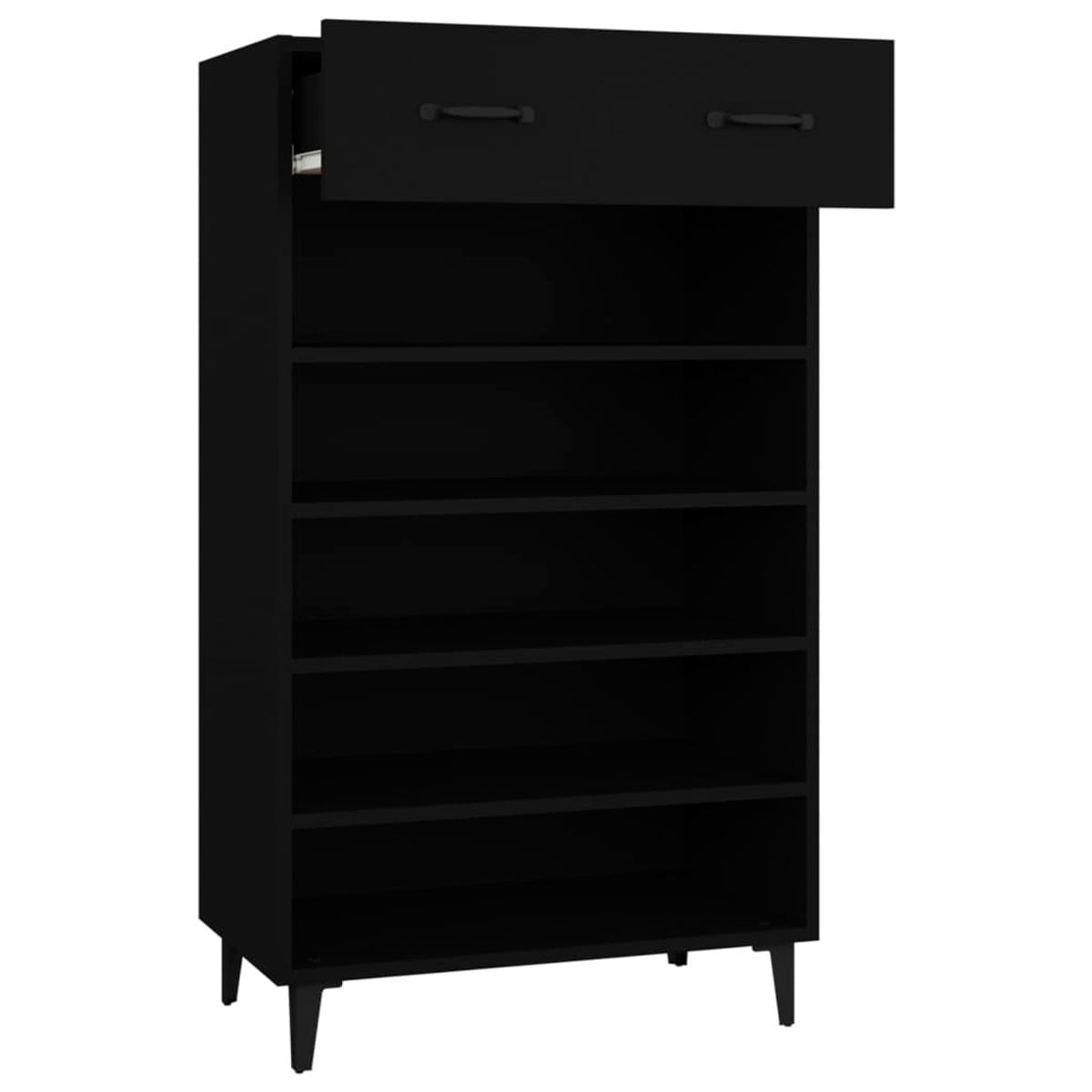 mueble-zapatero-madera-1-cajon-5-compartimentos-negro-perfil-cajon-abierto