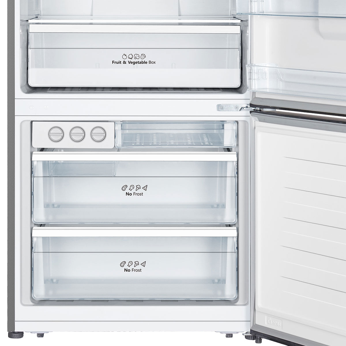 Frigorífico combi Svan SC18800ENFIDX No Frost 482L dispensador de agua E inox 176 cm detalle congelador