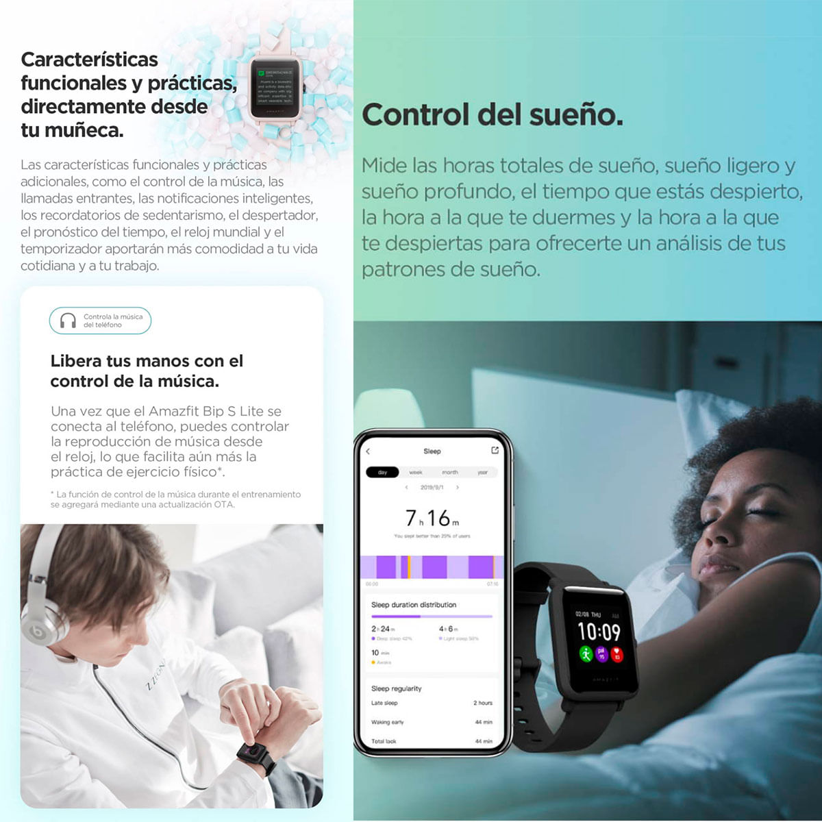 Smartwatch Amazfit Bip S Lite 1,28’’ monitoreo deporte y sueño rosa características 3