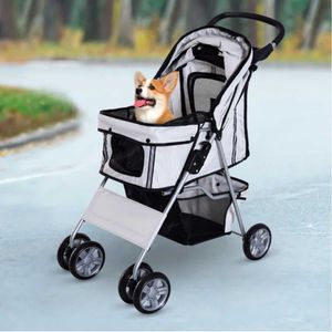 Carrito PawHut para mascotas plegable con toldo 97x45x75 cm