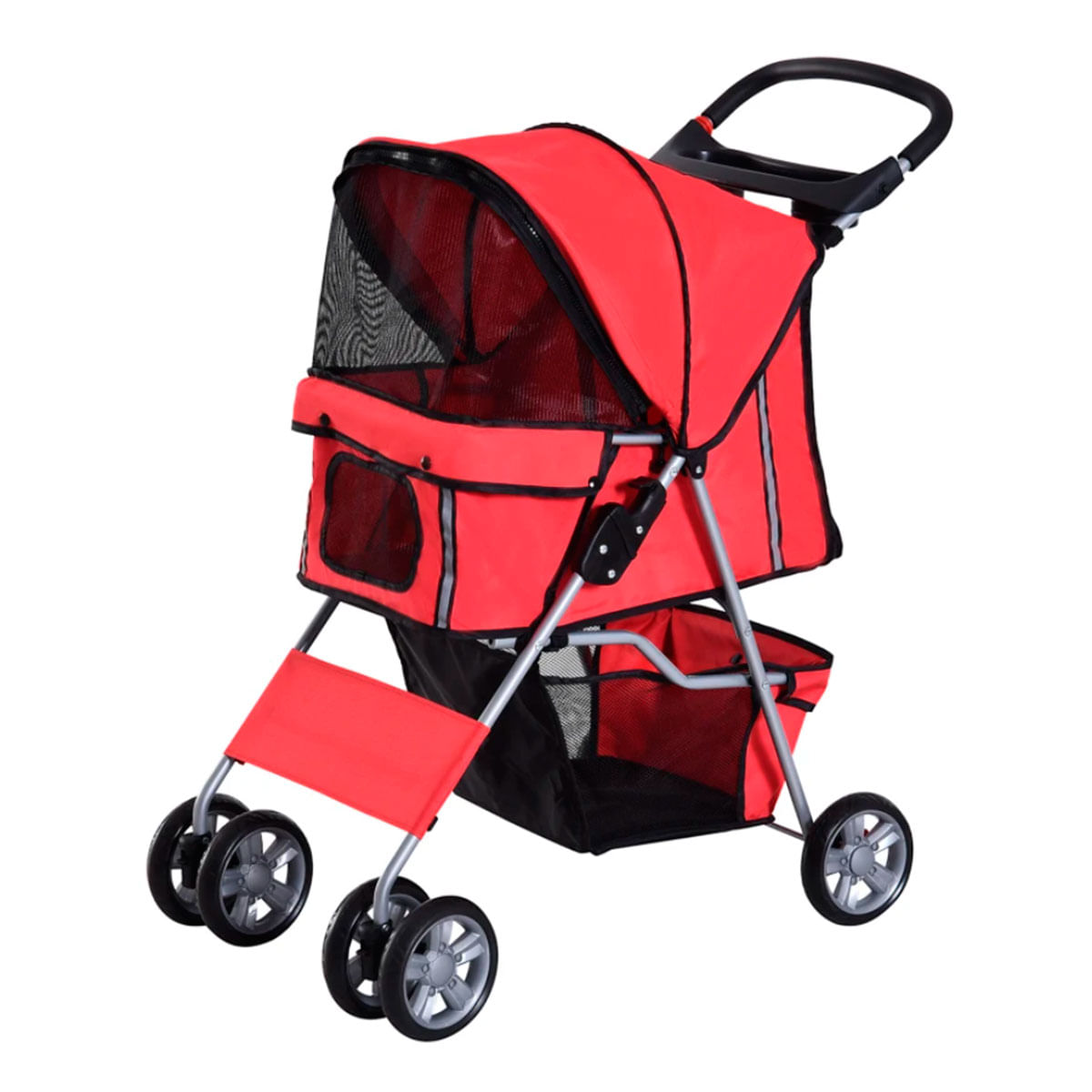 carrito-mascotas-plegable-rojo