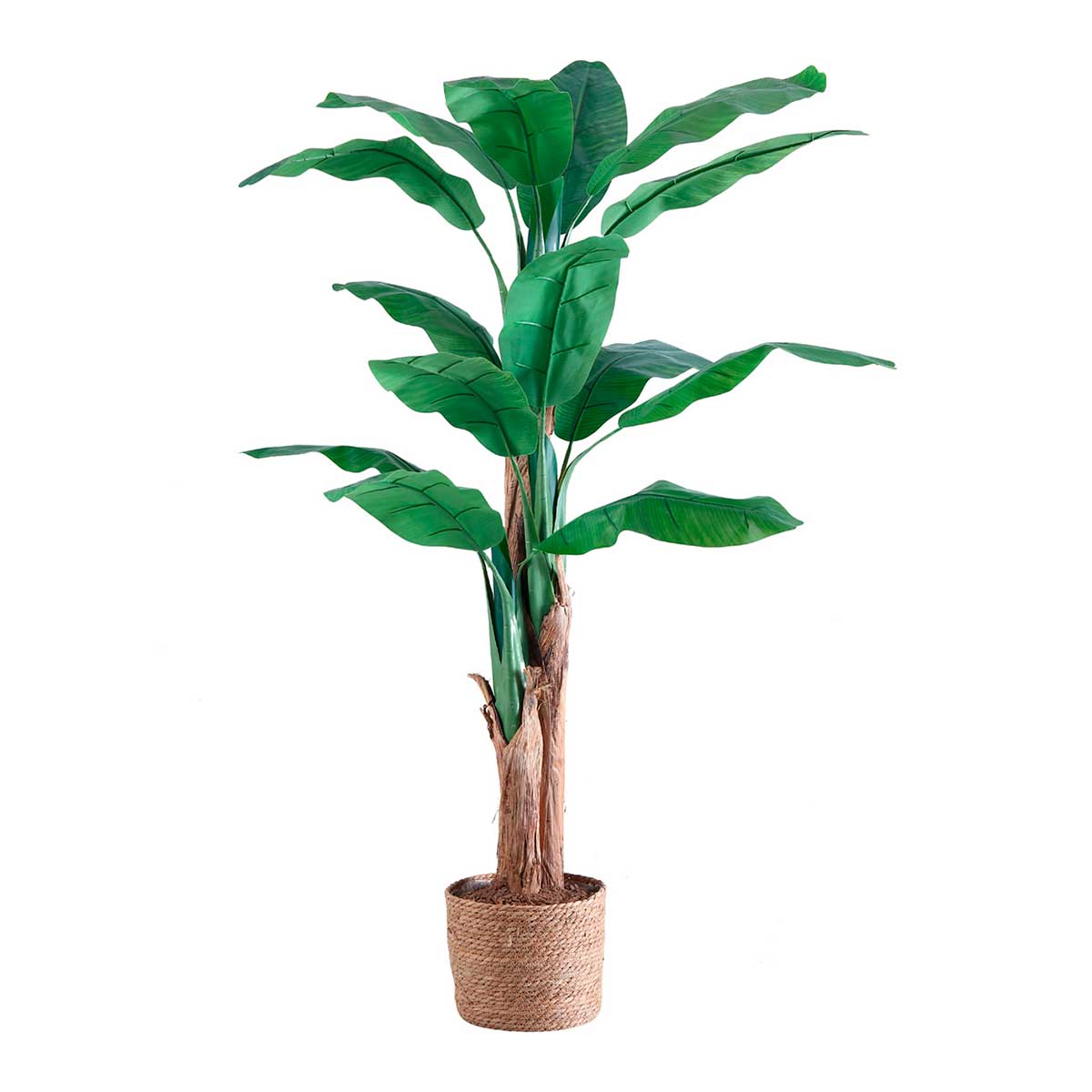 Cesto para plantas artificiales esparto natural marrón Ø26cm ambientada