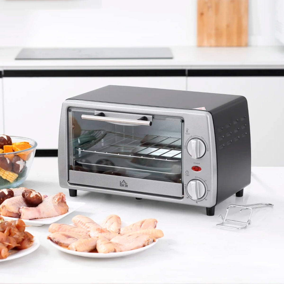 HOMCOM Horno Elu00e9ctrico Sobremesa 15 Litros 1000W Horno Tostador Con
