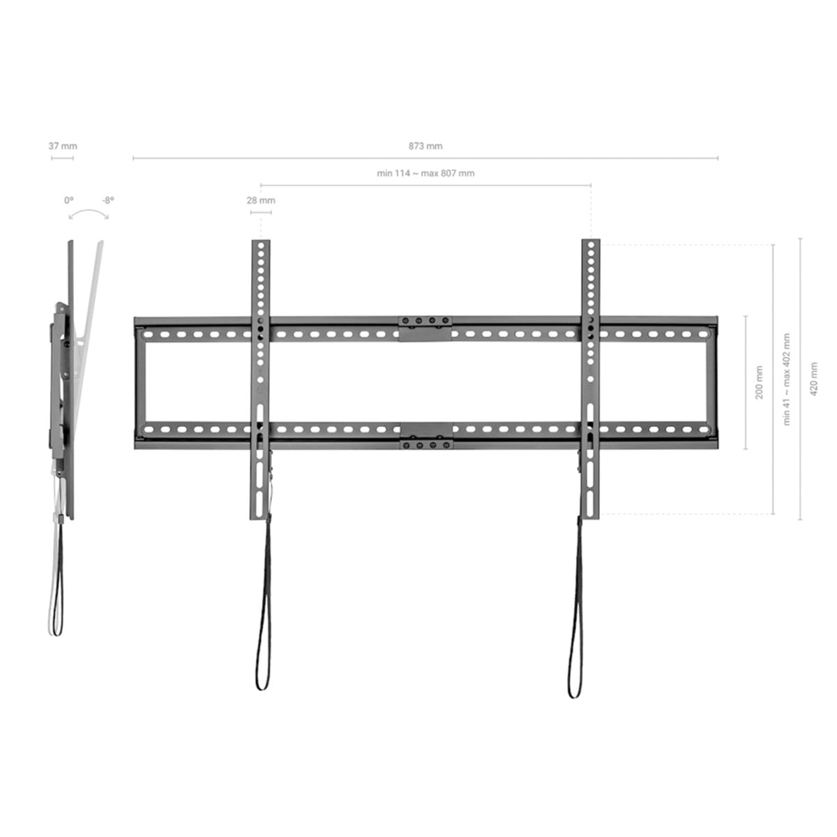 Soporte de TV Aisens WT90T-121 37''-90'' inclinable negro detalle medidas
