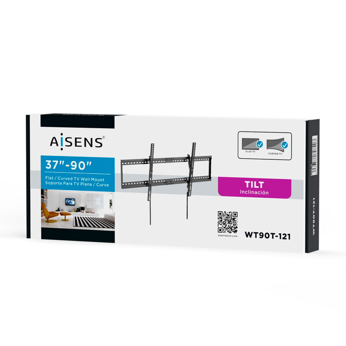 Soporte de TV Aisens WT90T-121 37''-90'' inclinable negro detalle caja