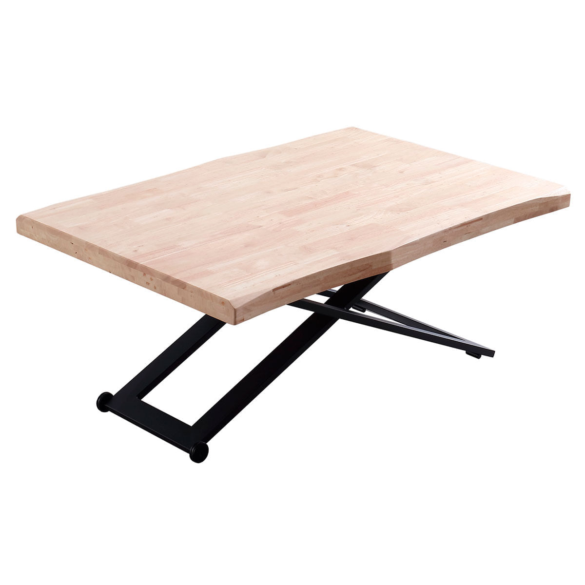 Mesa de centro Zoe elevable con tapa irregular roble Nordish/negro 49-76x120x80 cm fondo blanco