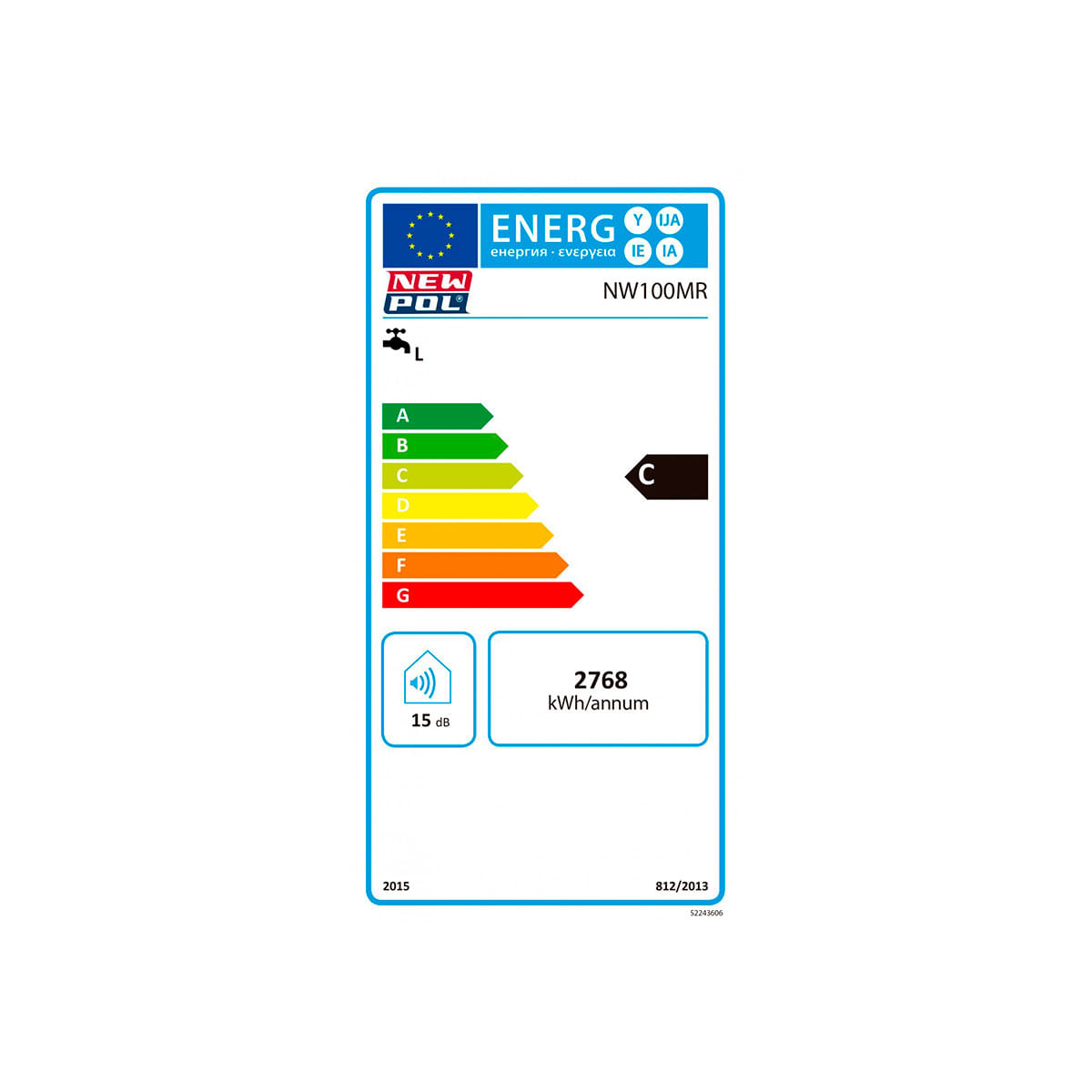 Termo eléctrico New Pol NW100MR 100L 1980W control mecánico C blanco  eficiencia energética