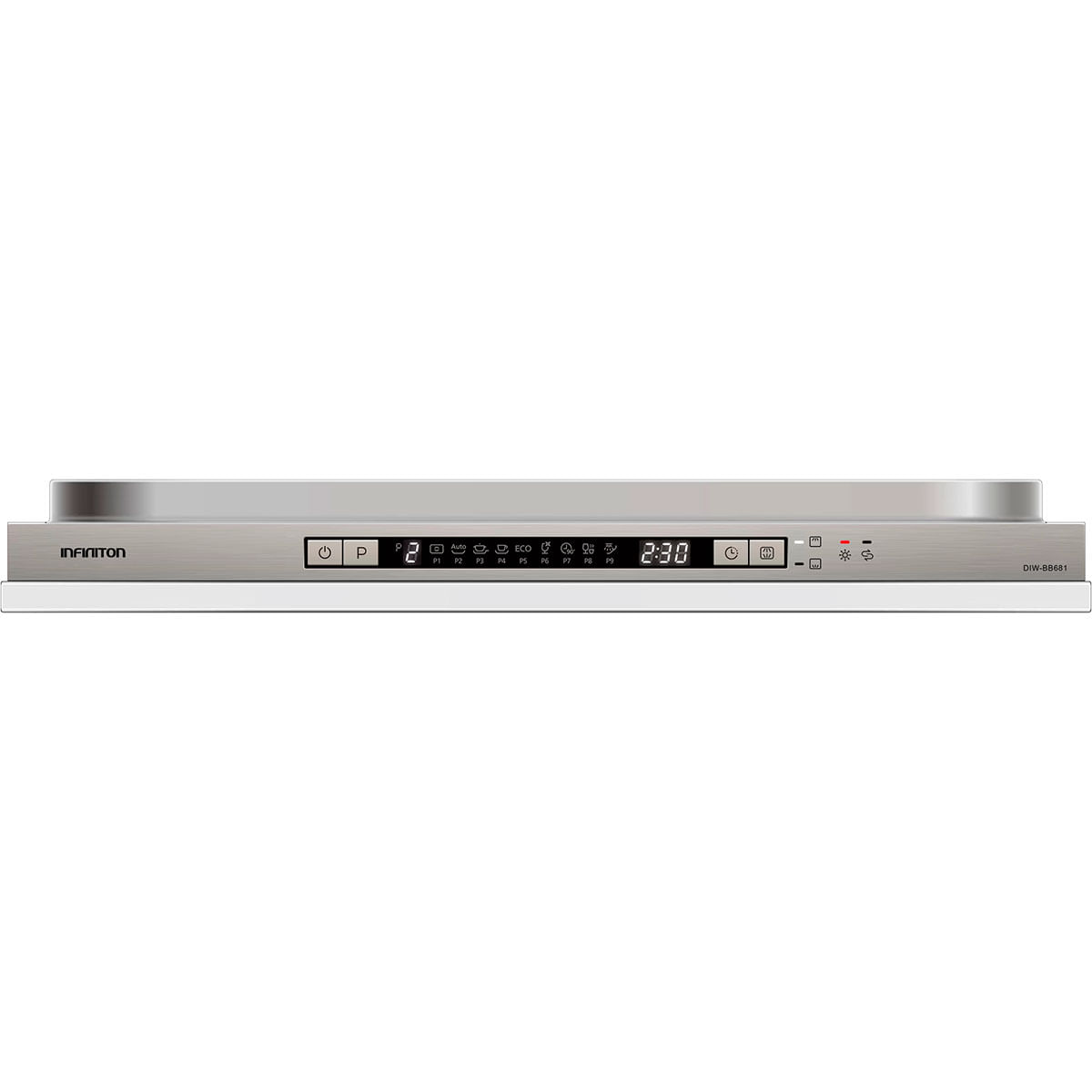 vLavavajillas integrable Infiniton DIW-BB681 14 cubiertos 9 programas C inox 81,5 cm detalle display