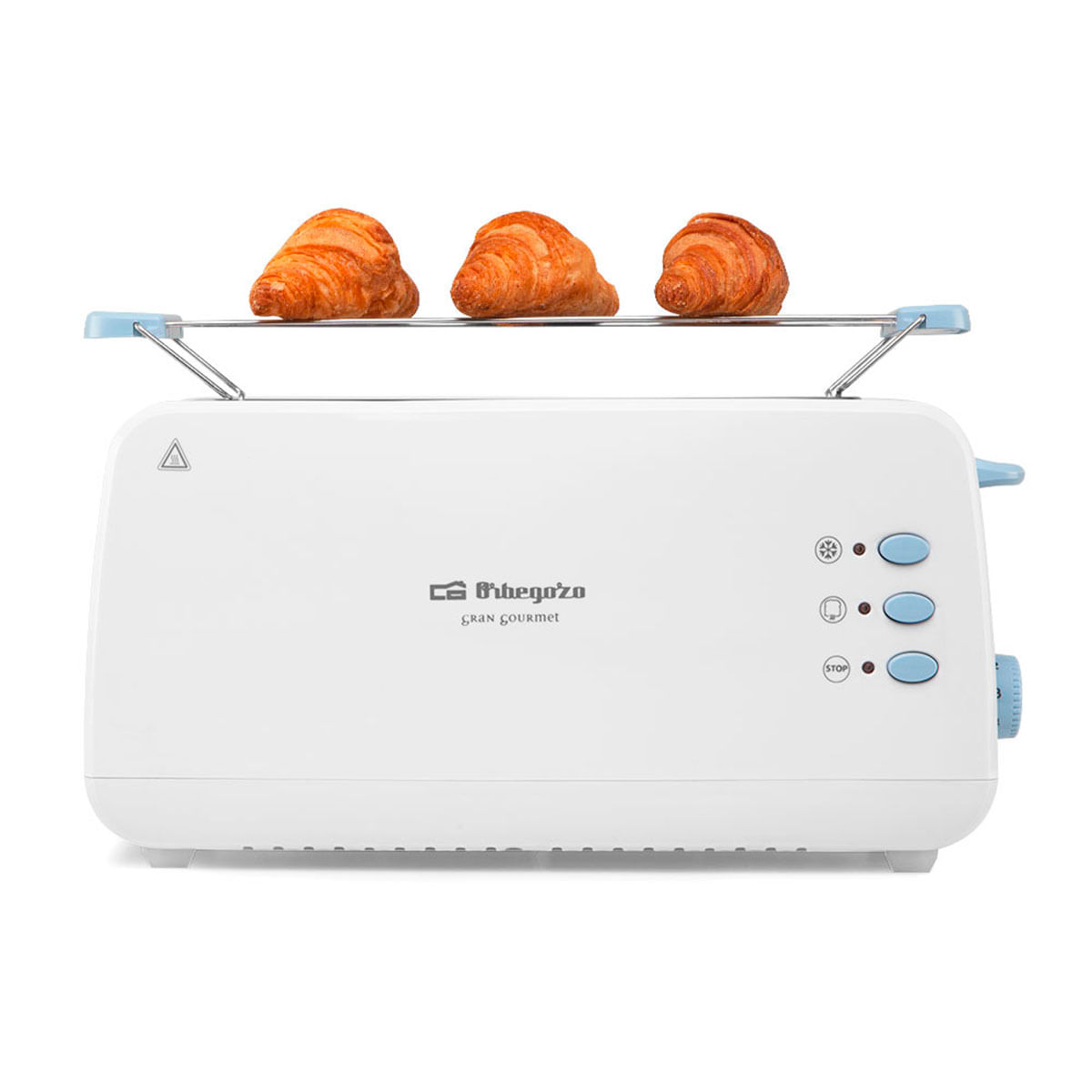 Tostador Orbegozo TO 4012 850W ranura extra ancha blanco detalle rejillas
