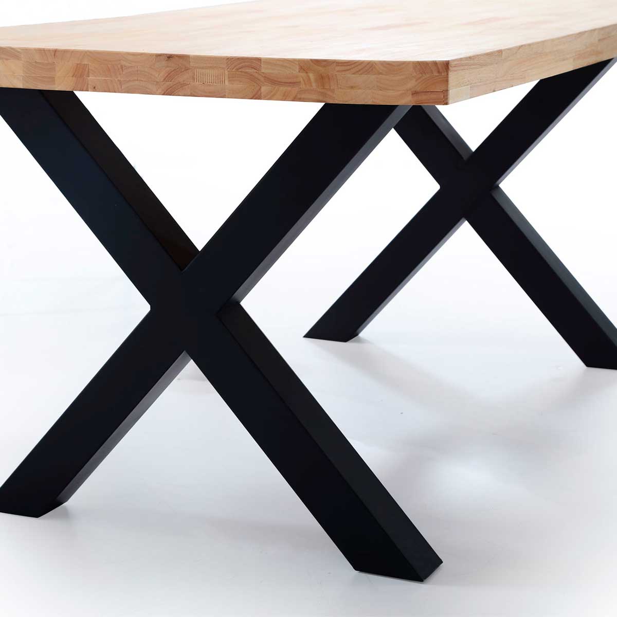 Mesa de comedor X-Loft rectangular diseño nórdico roble Nordish/negro 76x160x90 cm ampliada