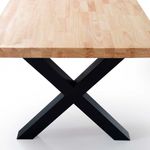 Mesa de comedor X-Loft rectangular diseño nórdico roble Nordish/negro 76x160x90 cm detalle tablero