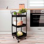 Carrito multiusos Garbo Quid 3 cestas negro 77x34,5x29,5 cm ambientada