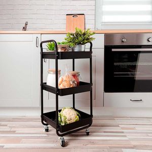 Carrito multiusos Garbo Quid 3 cestas negro 77x34,5x29,5 cm