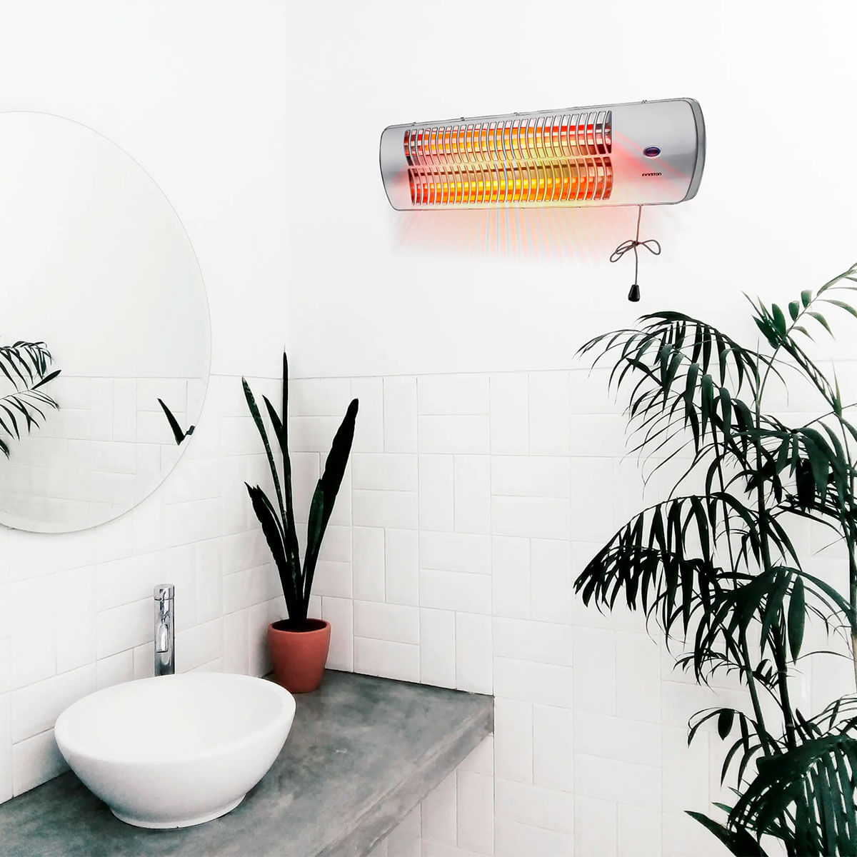 Estufa de cuarzo Infiniton HQP-W22 1200W 2 niveles de potencia colgante plata ambientada