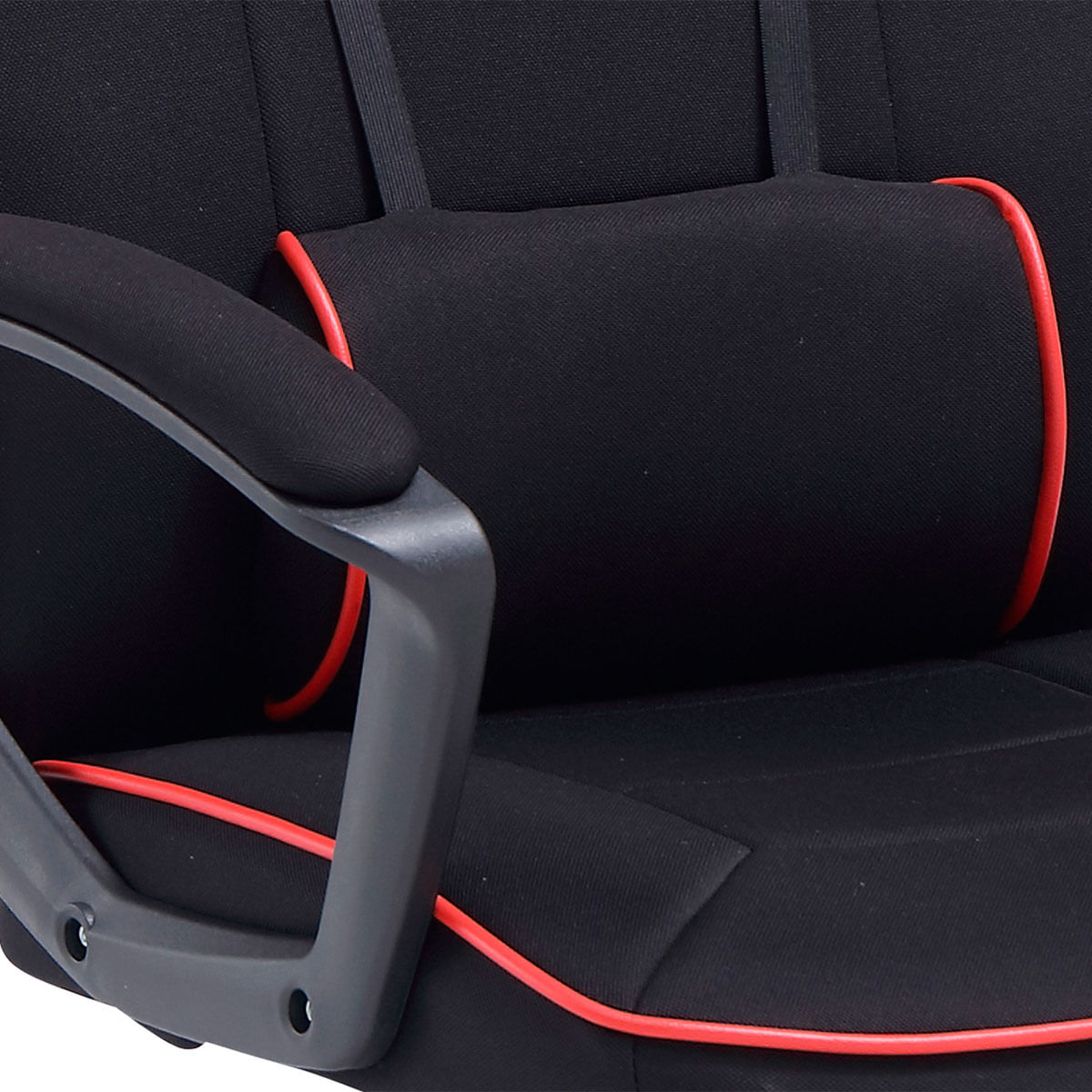 Silla gaming Neo Advance tejido tapizado altura regulable negro/rojo 115-125x70x70 cm  detalle cojin