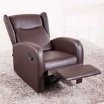 Sillón relax Home orejero con elevación automática símil piel marrón ambientada