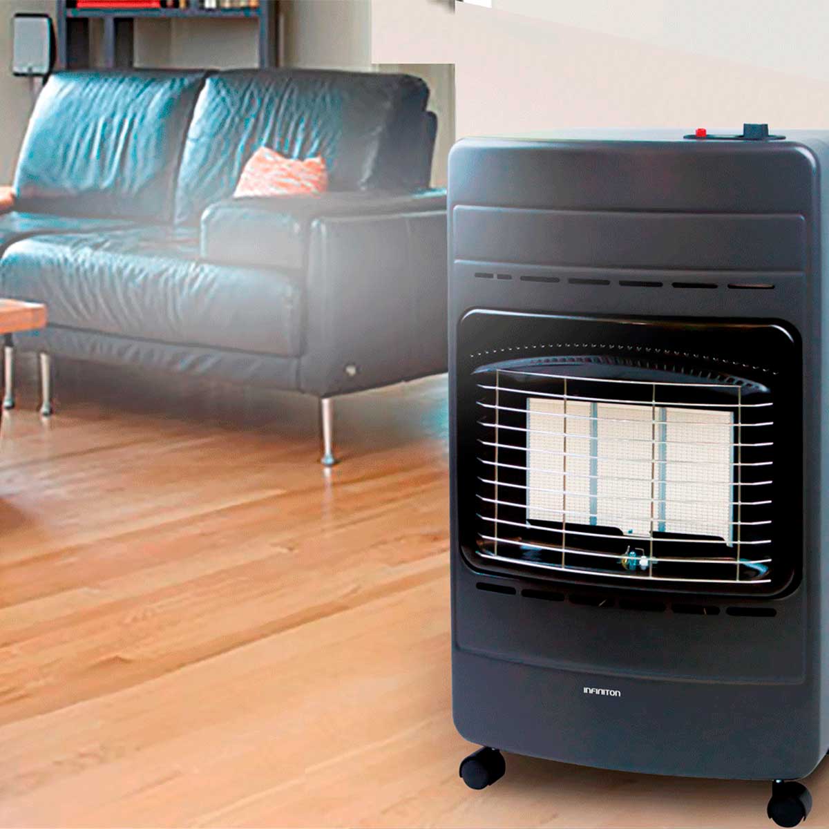 Estufa de gas Infiniton HG-B16 4100W ignición electrónica A negro ambientada