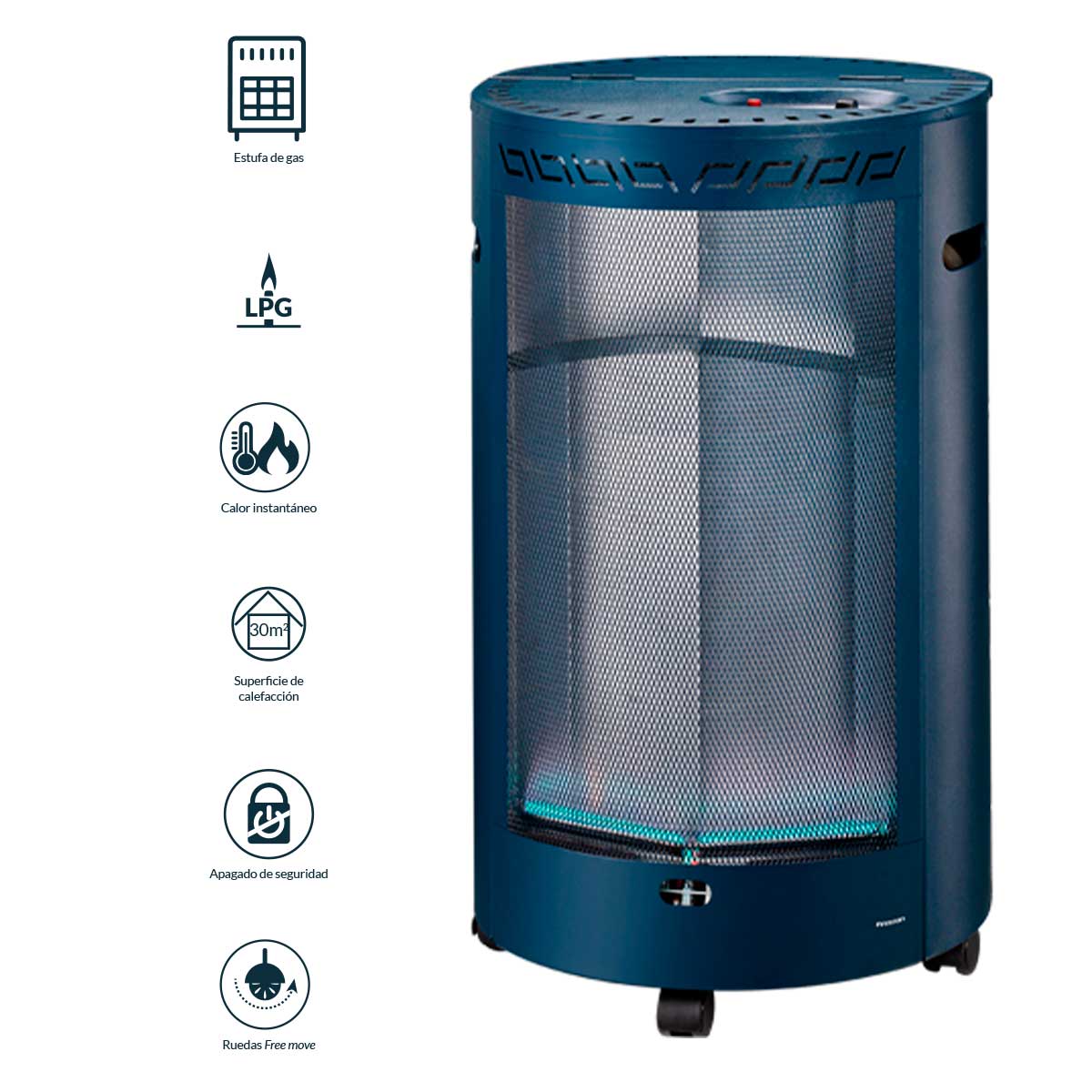 Estufa de gas Infiniton HBF-5209 4200W llama azul con ignición piezoeléctrica negro características 2