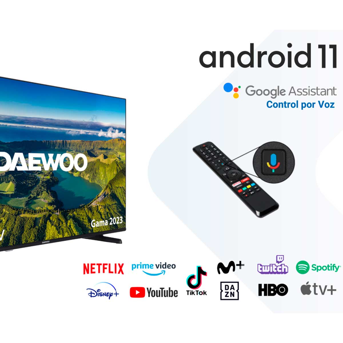 Televisor Smart TV Daewoo 55DM72UA 55'' 4K DLED Android 11 E negro características
