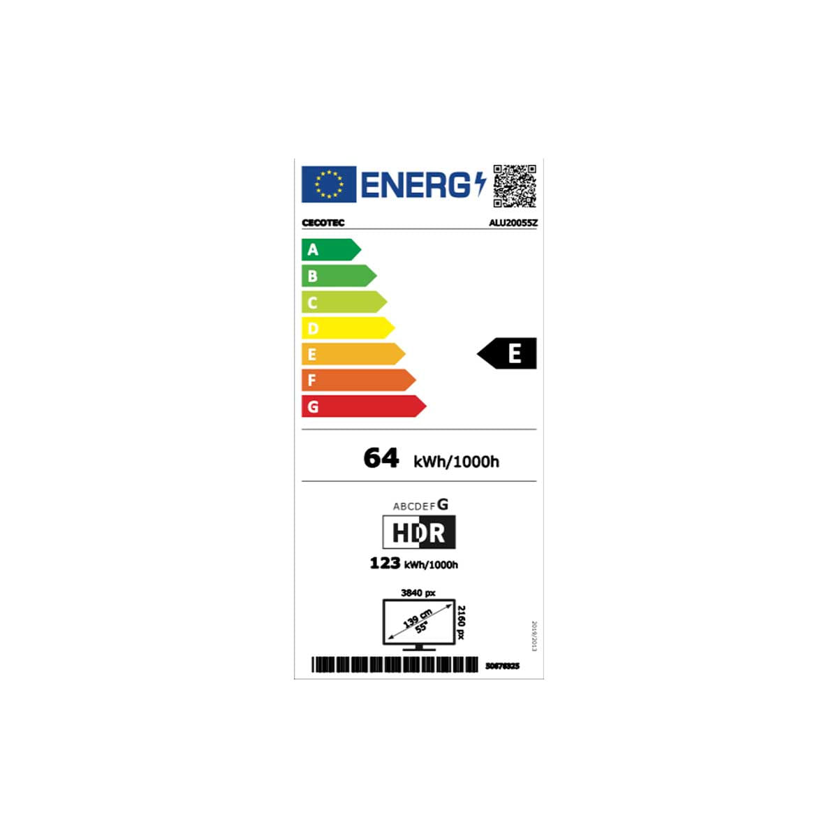 Televisor Smart TV Cecotec TV Cecotec A2Z series ALU20055Z 55'' 4K UHD LED Android 11 E negro eficiencia energética