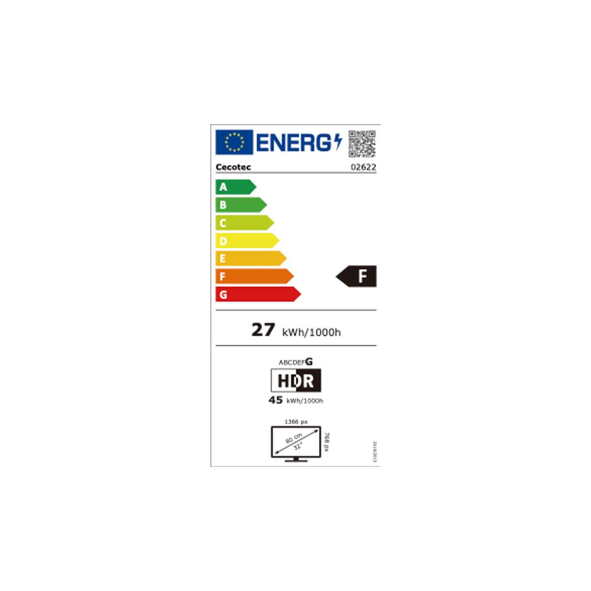 Televisor Smart TV Cecotec TV Cecotec LED A3 Series ALH30032 32'' Full HD LED Android 11 F negro eficiencia energética