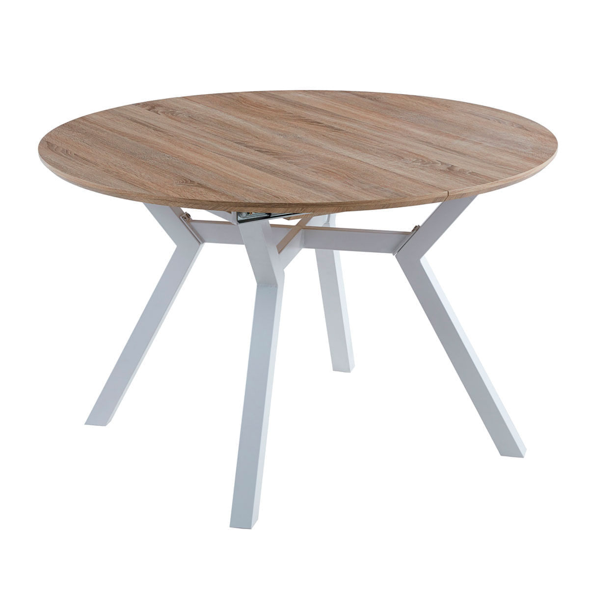 Mesa-de-comedor-Delta-extensible-forma-circular-oak-blanco-75x120-160x120-cm