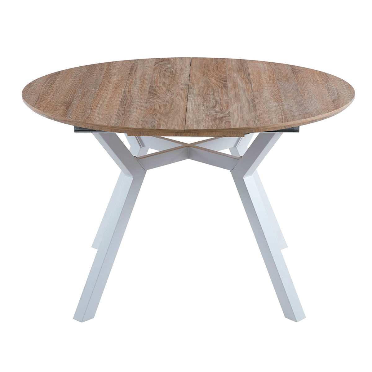 Mesa de comedor Delta extensible forma circular oak/blanco 75x120-160x120 cm 2