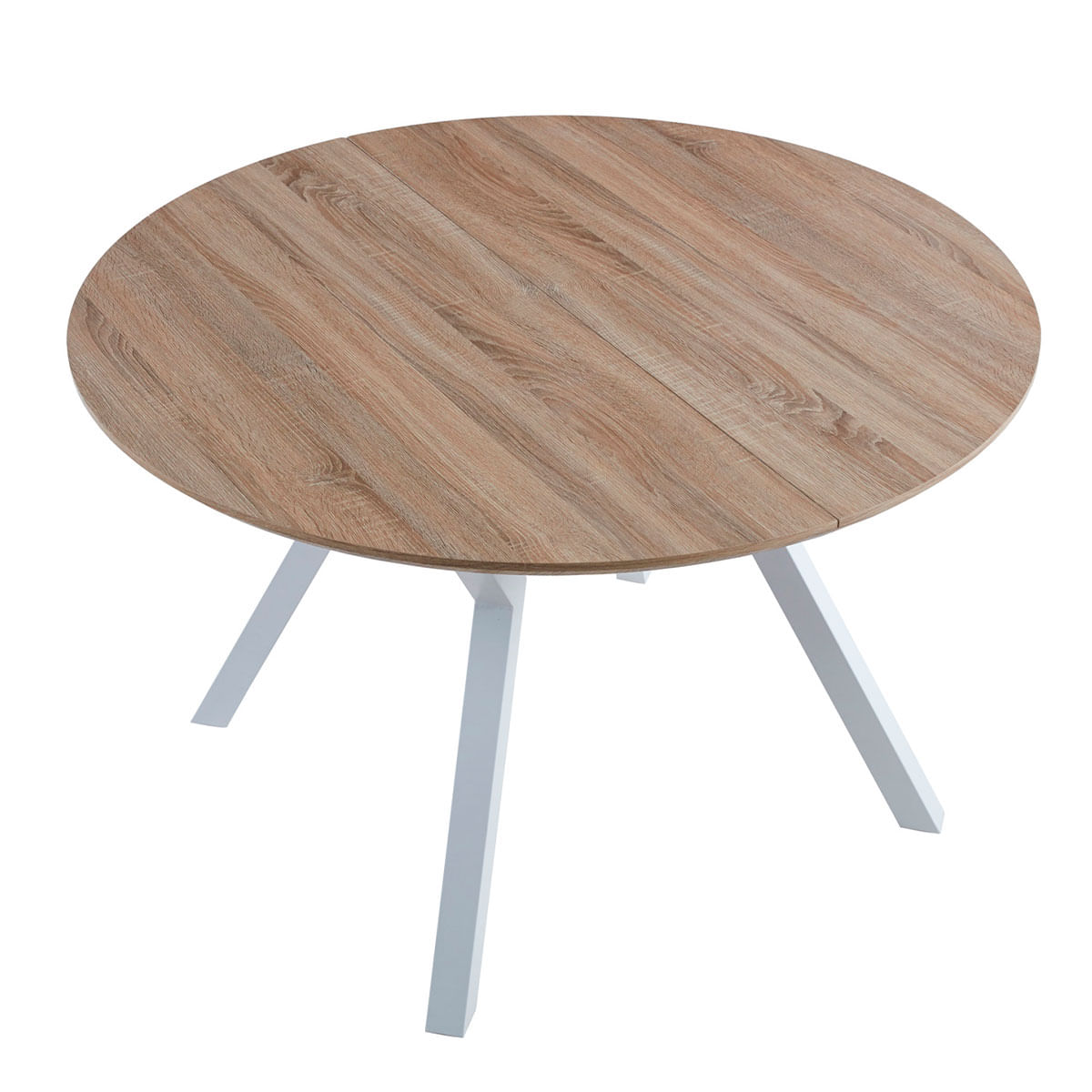 Mesa de comedor Delta extensible forma circular oak/blanco 75x120-160x120 cm 3