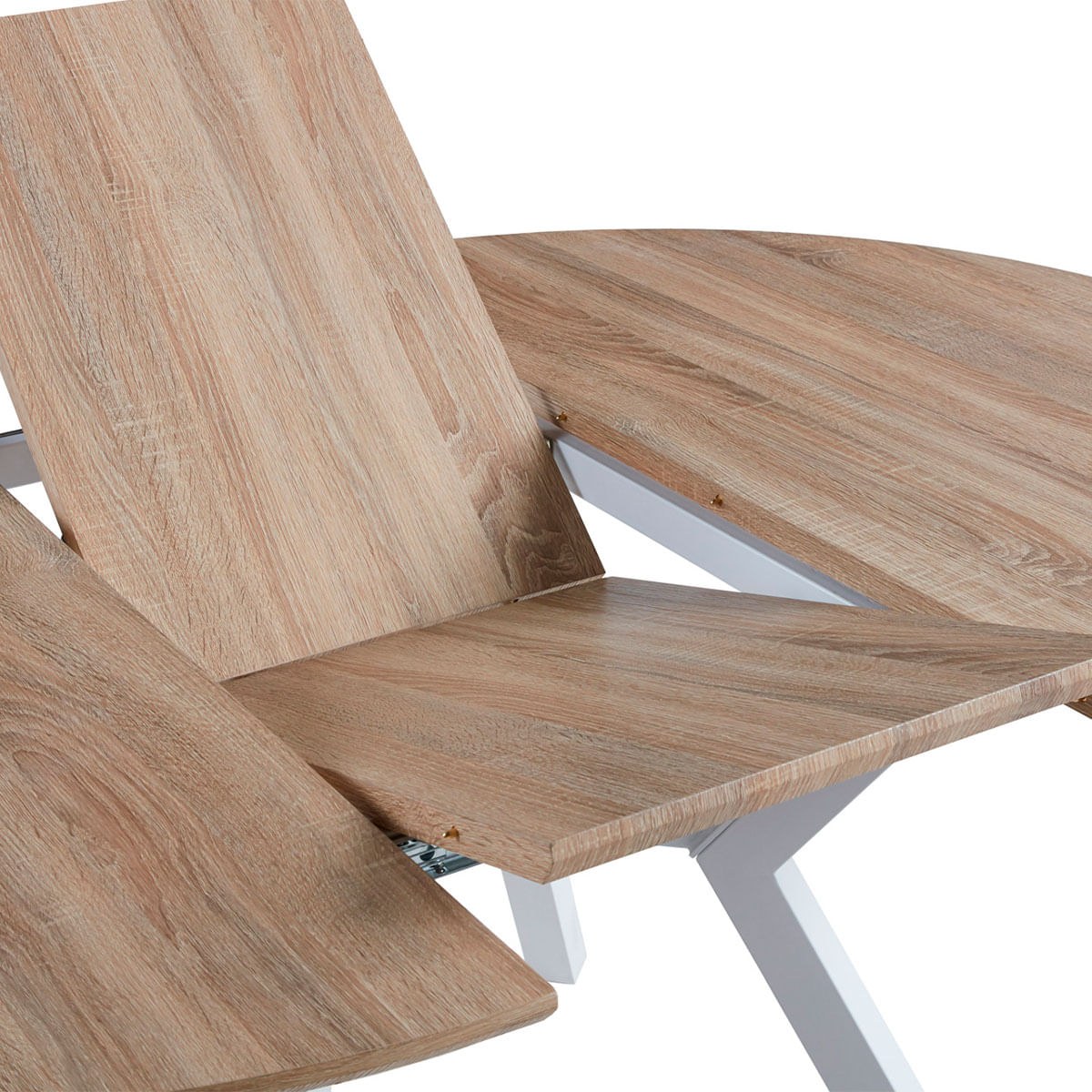 Mesa de comedor Delta extensible forma circular oak/blanco 75x120-160x120 cm 4