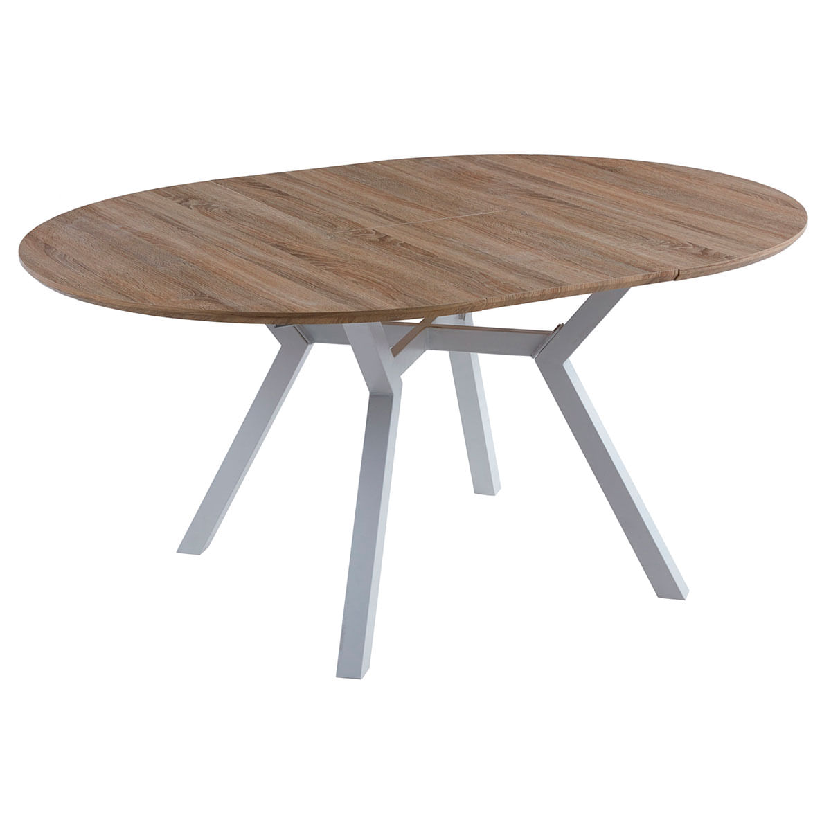 Mesa de comedor Delta extensible forma circular oak/blanco 75x120-160x120 cm 5