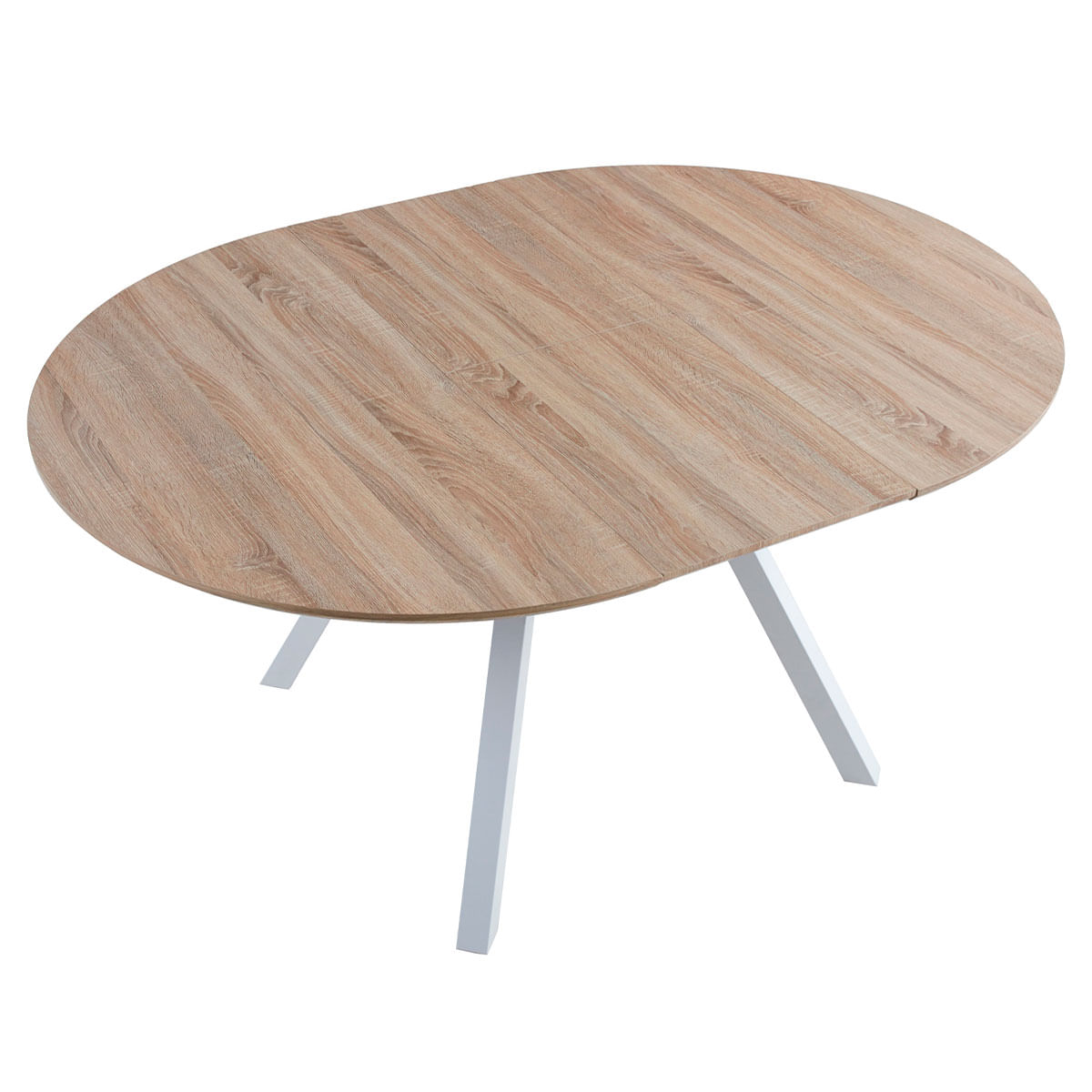 Mesa de comedor Delta extensible forma circular oak/blanco 75x120-160x120 cm 6
