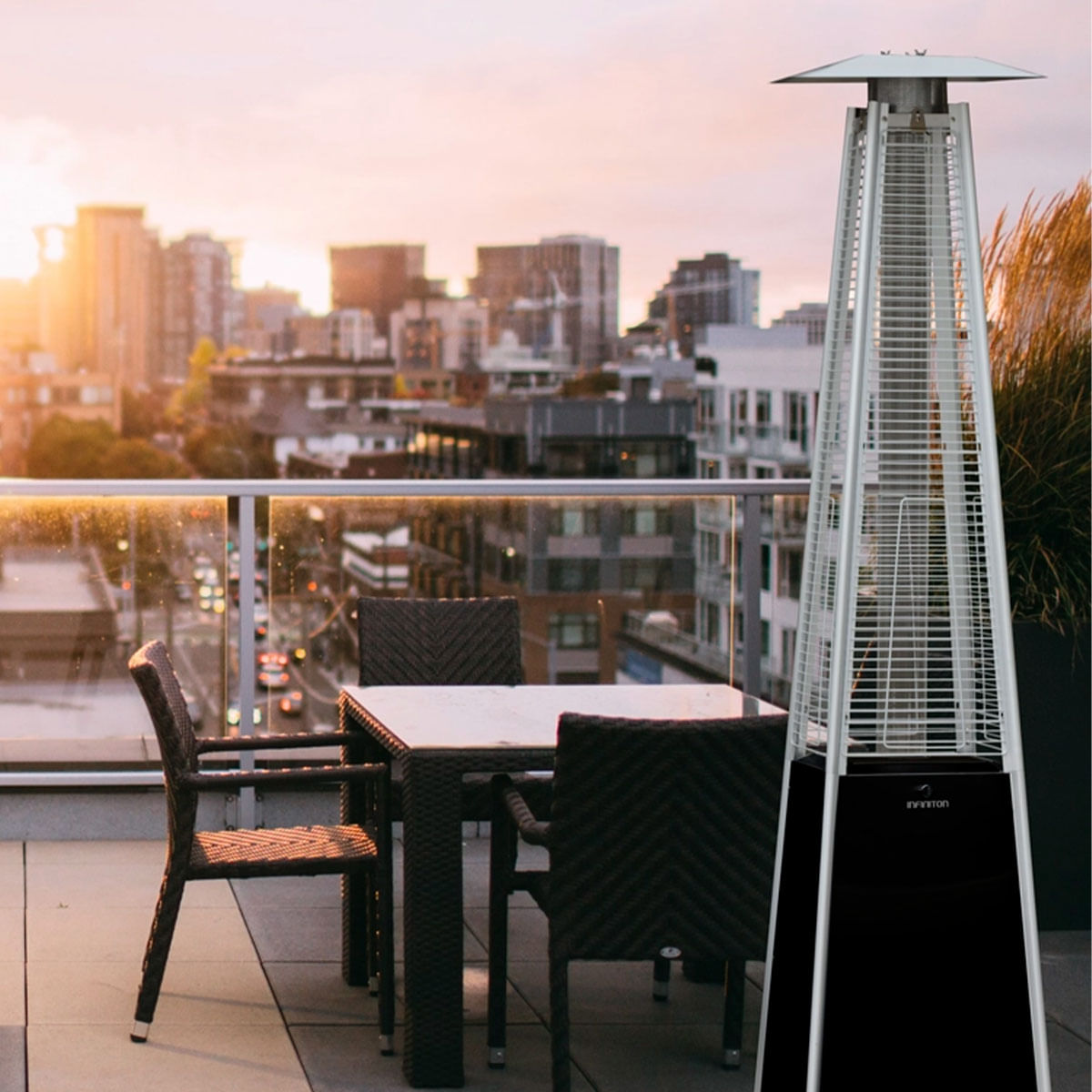 Estufa piramidal exterior Infiniton PG-SA02 13000W especial terrazas inox 2