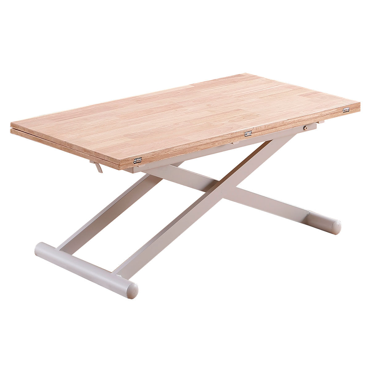 Mesa de centro elevable Natural convertible en mesa de comedor roble Nordish/blanco 49x110x57 cm  fondo blanco