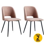 Pack de 2 sillas de comedor Venus tejido acolchado beige/negro