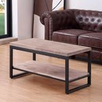 Mesa de centro Steve elevable y extensible + estante inferior roble Honey/negro ambientada