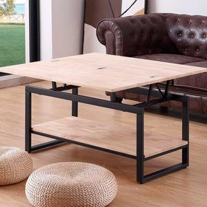 Mesa de centro Steve elevable y extensible + estante inferior